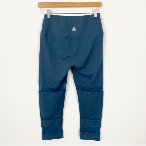 LIKE NEW REEBOK Mesh Novelty Stripe Leggings Small Yoga Athletic Lounge Workout - Picture 5 of 8